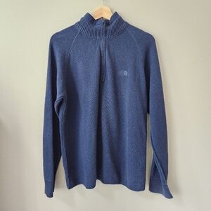 The North Face | Mens Blue Wool Blend Outside Seams Quarter Zip Sweater